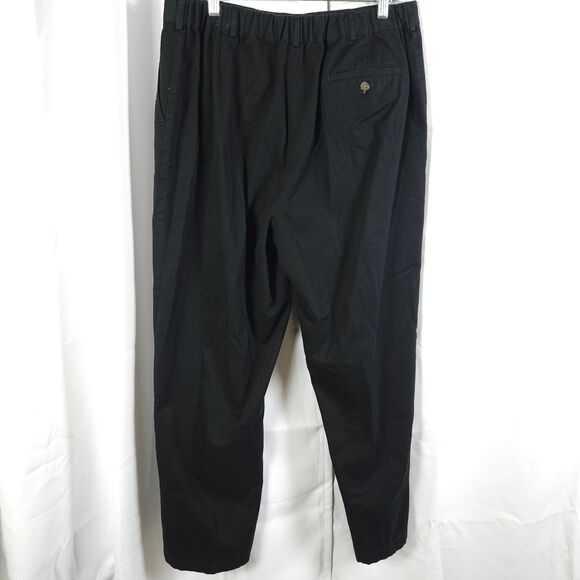 LL Bean Womens 18 Black Elastic Waist Stretch High Rise Waist Chino Khaki Pants - Picture 2 of 7